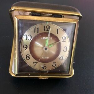 Vintage Linden Mechanical Wind Up Traveling Folding Alarm Clock, Fair Condition